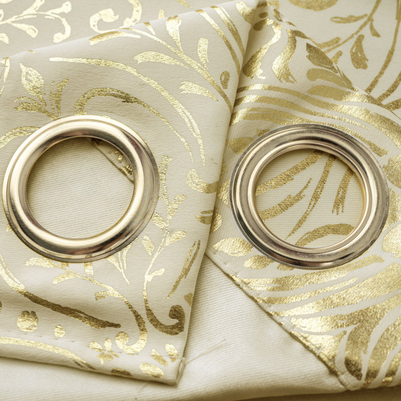 Helena Foil Print Room Darkening Window Curtain, Taupe
