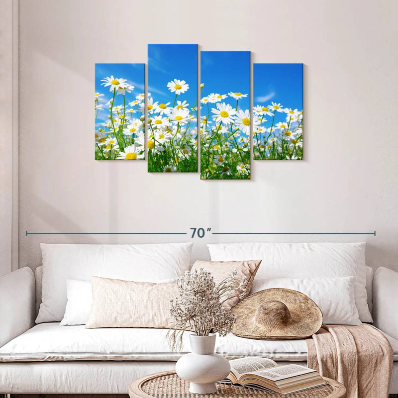 Pré de marguerites blanches, H 27 po x l 43 po
