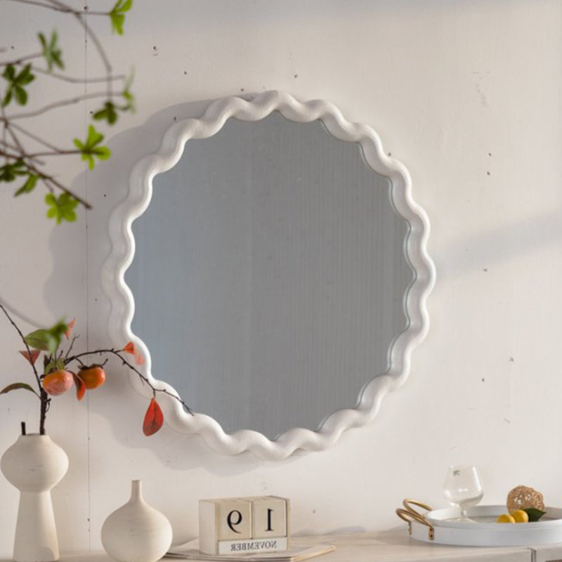 Miroir mural blanc festonné