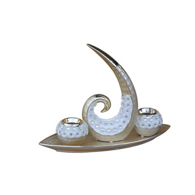 4 Piece Concrete / Cement Candelabra Set with Candle Included
