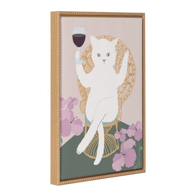 «Wine Cat II» par Honey Island Studio, reproduction d'art sur toile encadrée