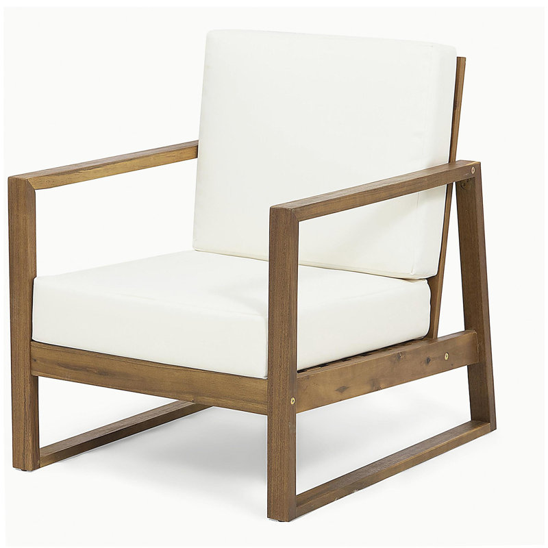 CHAISE CLUB BELGE, Coussin blanc / structure en teck