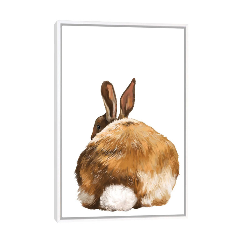 Art de lapin, Toile blanche encadrée, H 26 po x l 18 po x P 1,5 po
