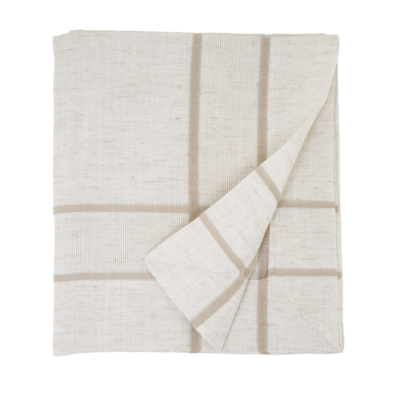 Althoff Plaid Tablecloth, 180" x 72", Linen