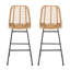 2 Outdoor Bar Stools - Modern Look, Angled Legs, , Black Iron Frame Design,