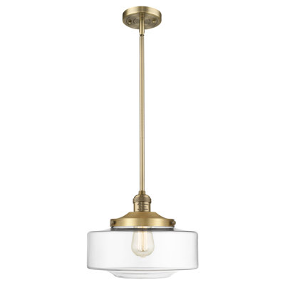 Mini-luminaire suspendu à tige lumineuse 12 po Franklin Restoration - Lainee - ampoule non incluse - finition bronze frotté