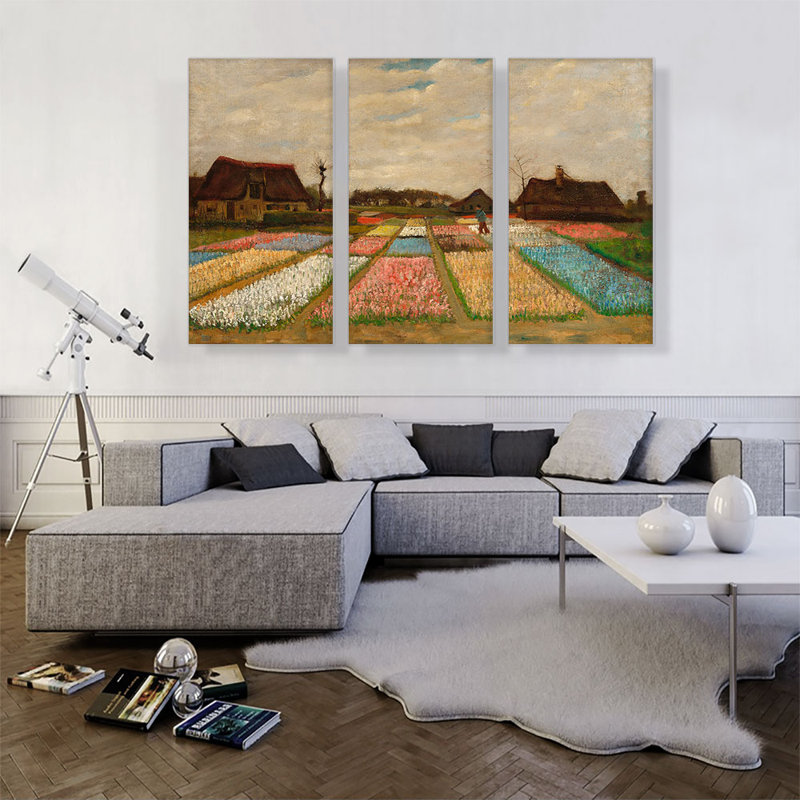Flower Flower In Holland 1883 par Vincent Van Gogh - peinture sur toile tendue 3 pièces, H 40 po x l 60 po x 1,5 po