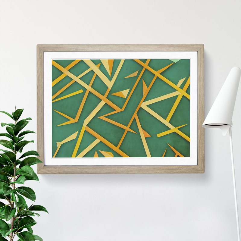 Favourable Abstract - Single Picture Frame Print, 46cm H x 64cm W x 2cm D, Oak