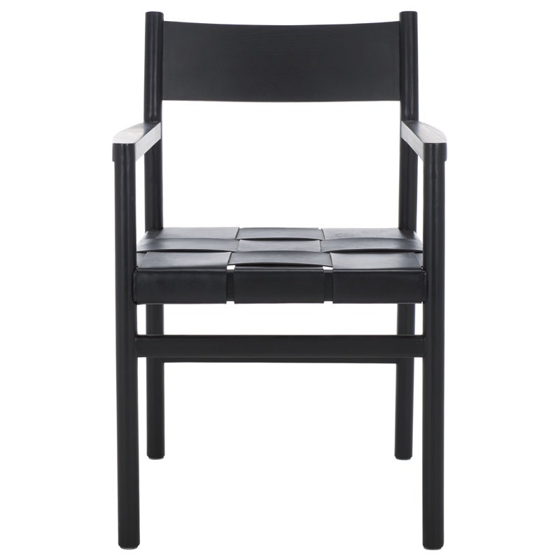 Devnie Leather Upholstered Arm Chair, Black, Black