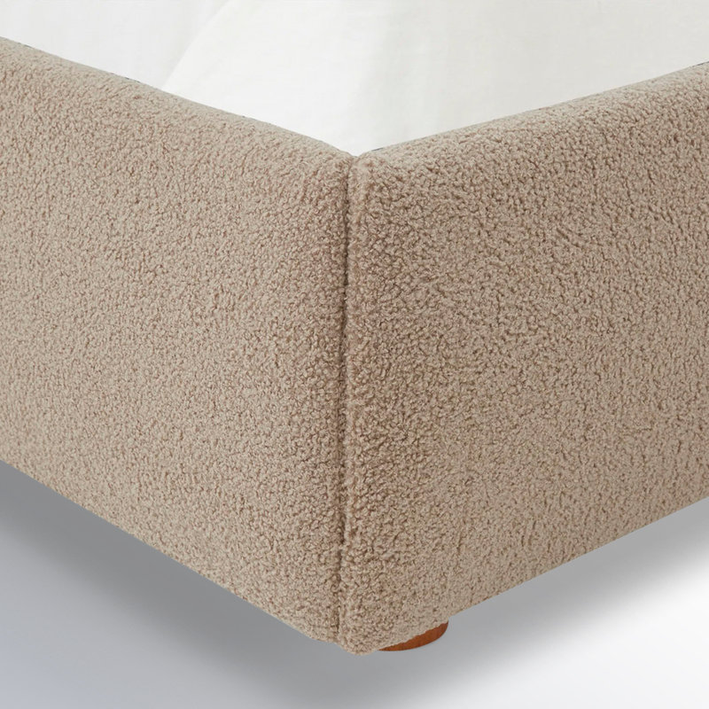 Callahan Upholstered Bed, Queen, Brown Faux Sherpa