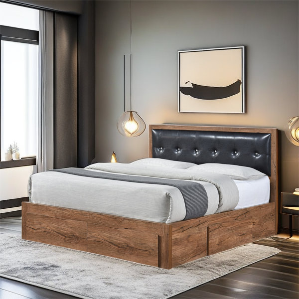 INZONT Vegan Leather Platform Storage Bed | Wayfair