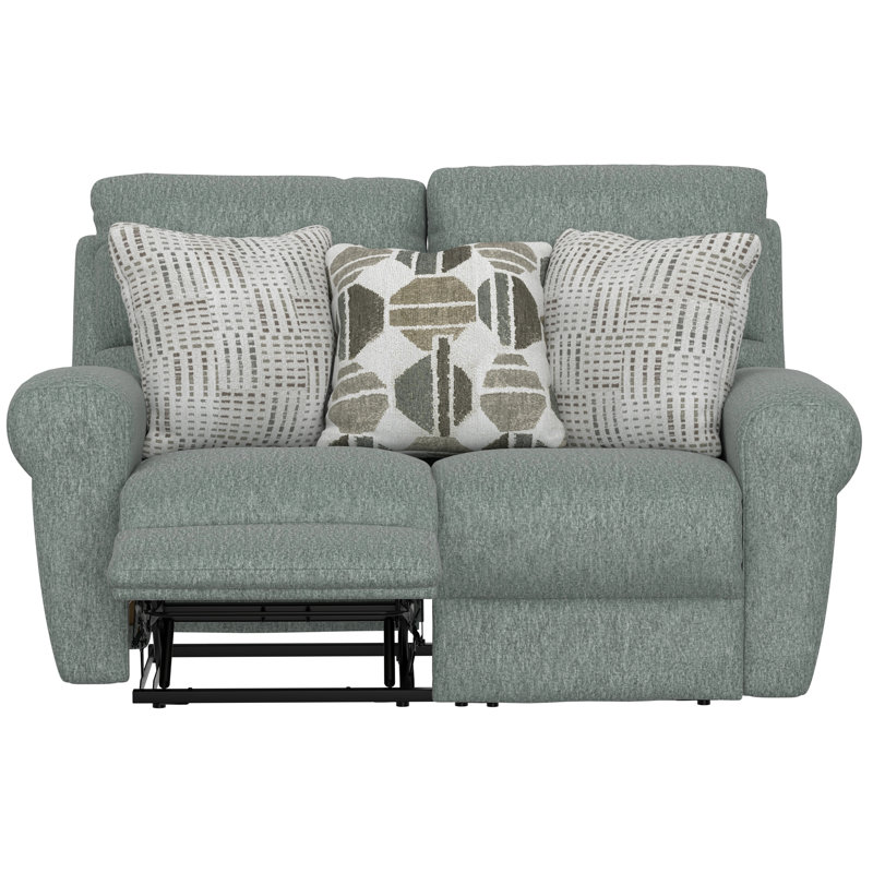 Sikorski Lay Flat Reclining Loveseat, Green/Teal, Manual 