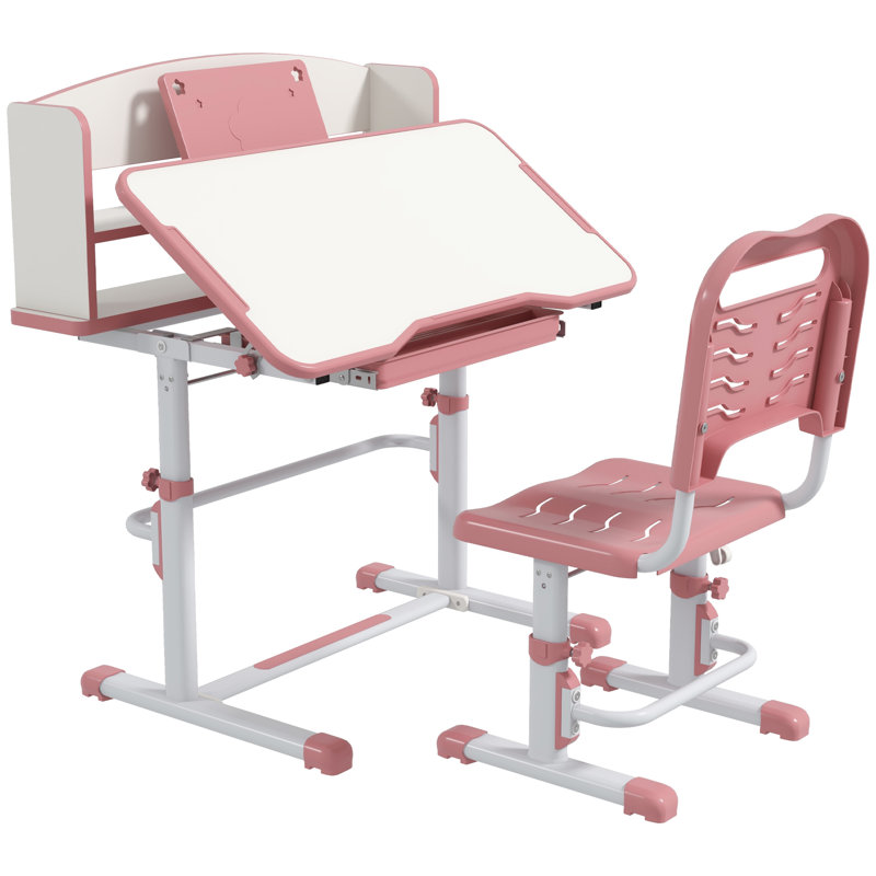 Karnes 80cm Writing Desk Chair Set, Pink/White