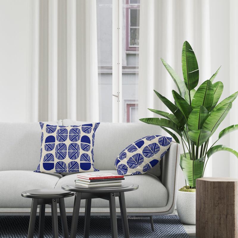 Jeté carré en polyester intérieur / extérieur, L 17 po x H 17 po, Bleu marine