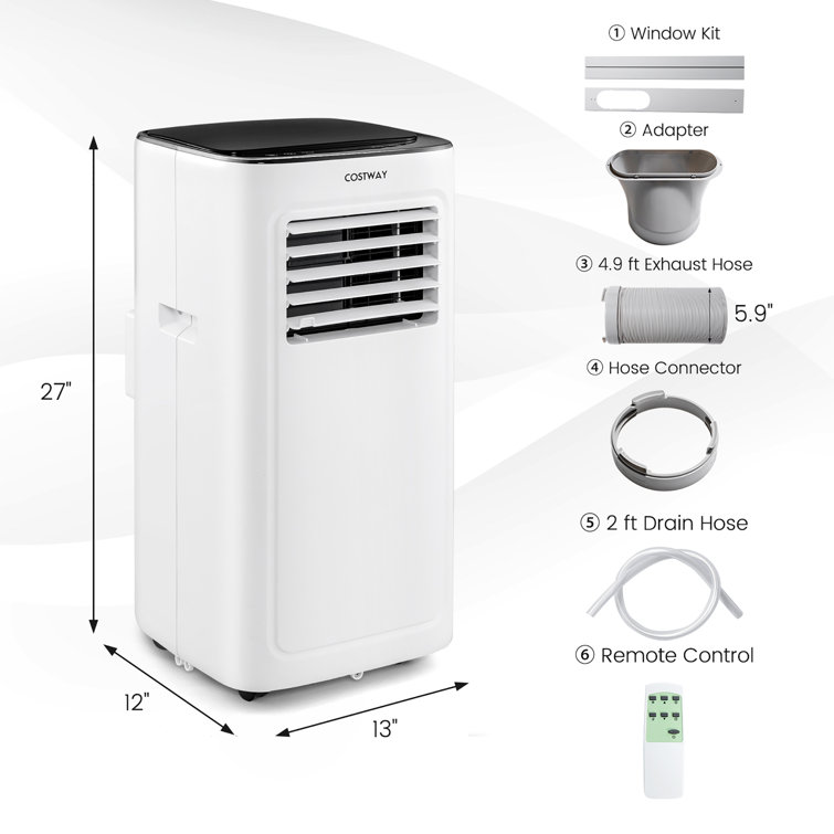 Costway 6,000 BTU Portable Air Conditioner Cools 280 Sq. Ft. with  Dehumidifier and Remote in White FP10343US-WH - The Home Depot