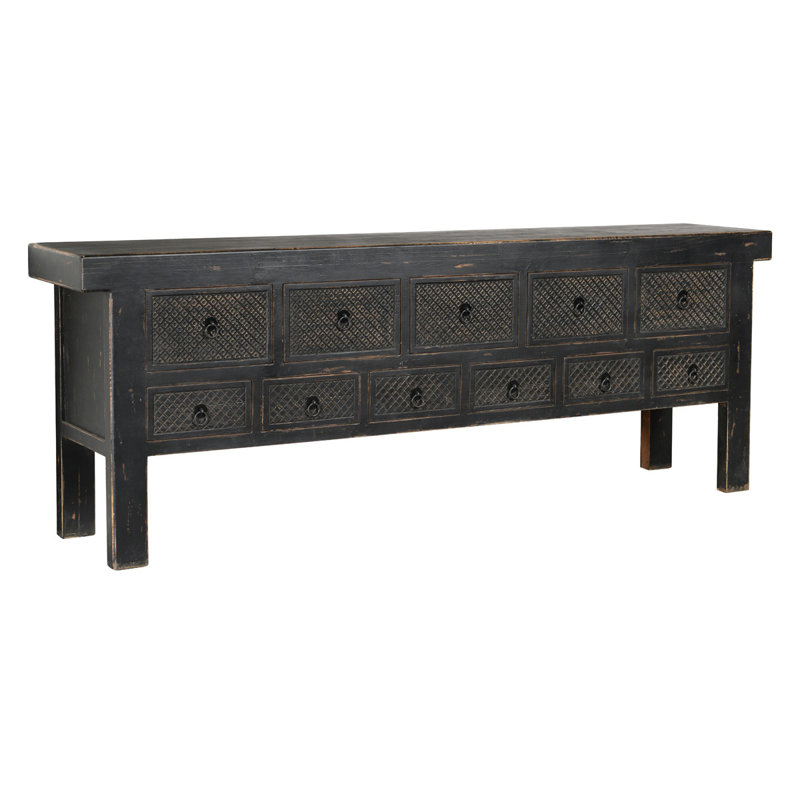 Lahey 93'' W Solid Wood Console Table, Black