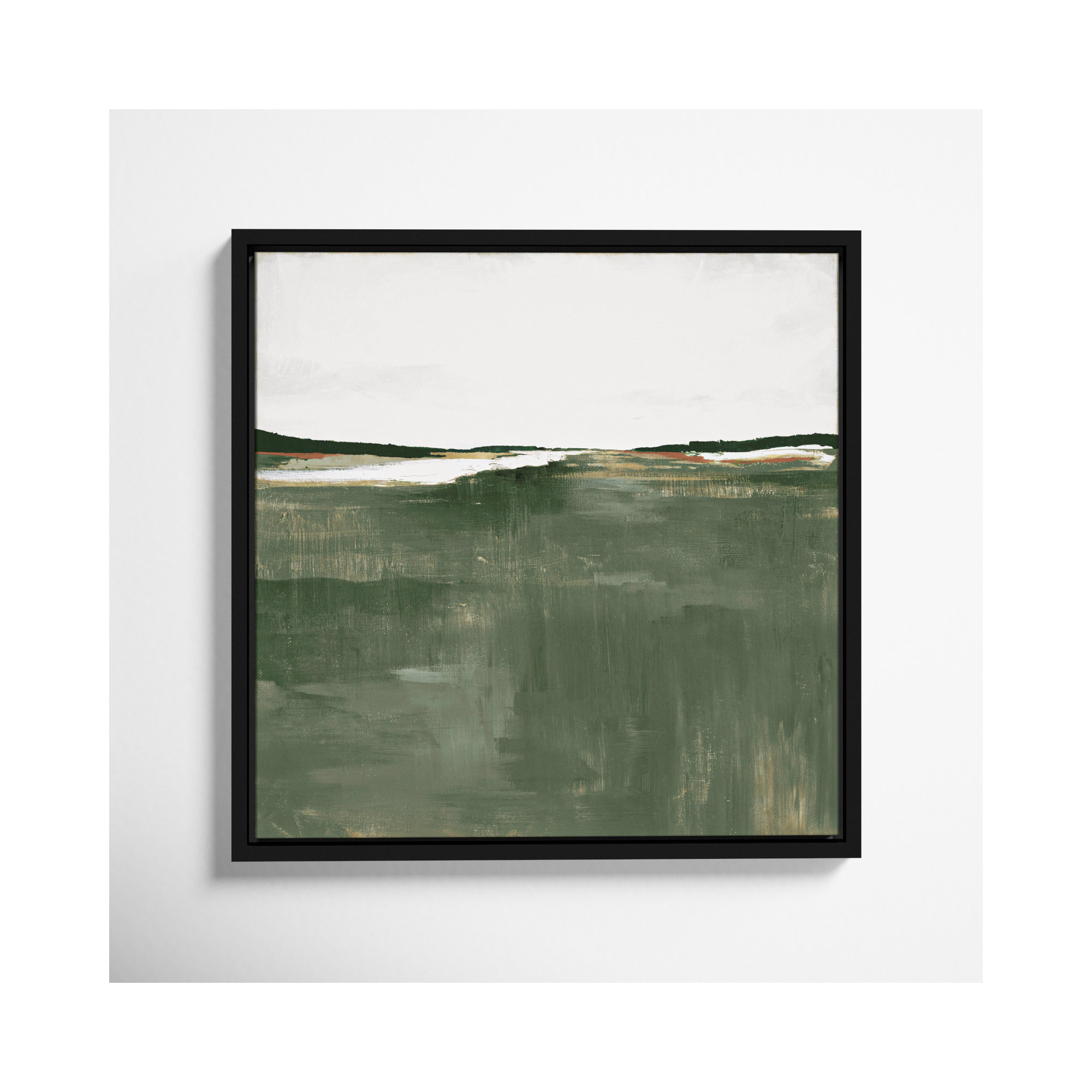 Green Sea by Dauntsey Z - Floater Frame Print on Canvas, 13.5" H x 13.5" W, Black