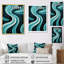 «Turquoise Black Opt Art In - Op Art», art mural sur toile-459376402-459376407