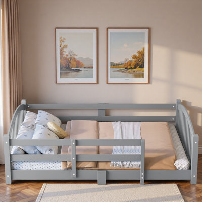 Floor Bed With Slats And Safety Guardrails