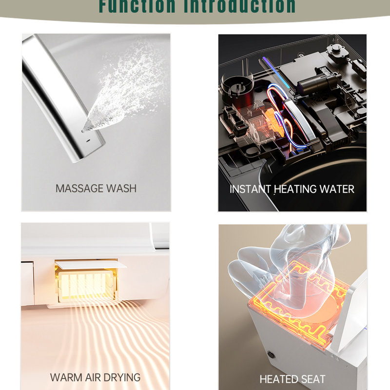 Square Smart Toilet With Mounted Tank - Remote Managed Flushing, Heated Seat, Led Screen, User Programmable, White Appearance Inserted Operated, Auto Flush, Defined Settings,