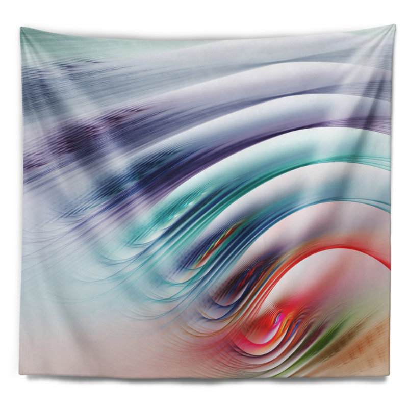 Tapisserie de l’eau arc-en-ciel à ondulations abstraites, H 32 po x l 39 po
