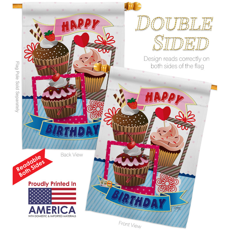 Double Sided 40'' H x 28'' W Polyester Birthday Flag Set