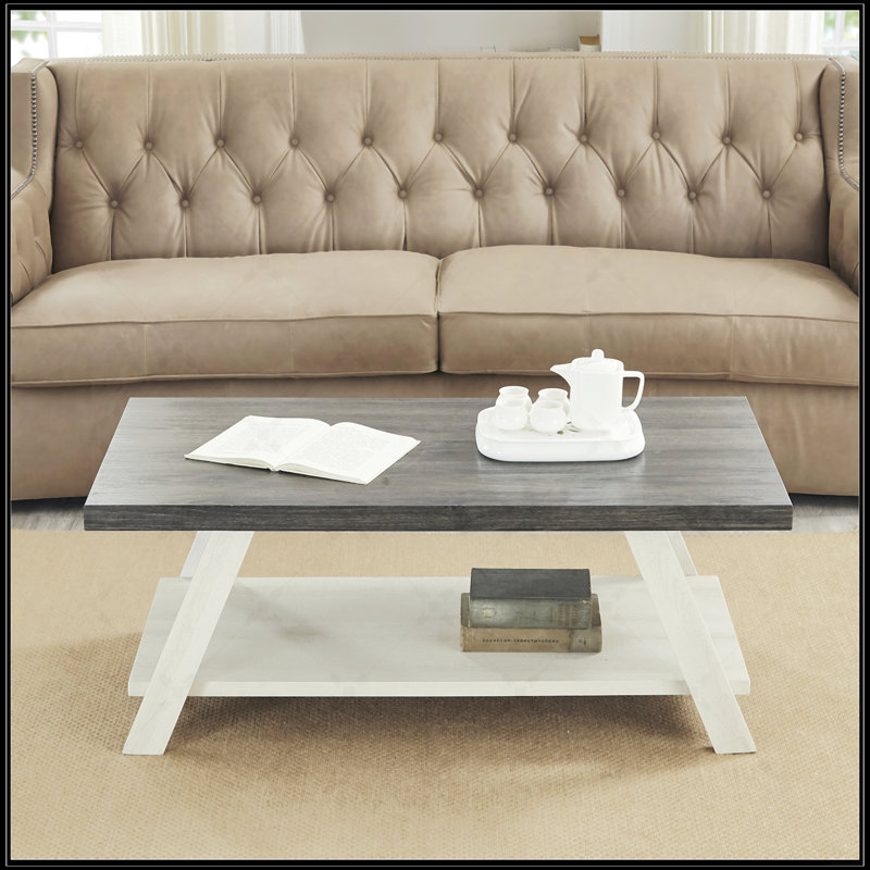 Table basse Contemporary, Blanc, Gris anthracite