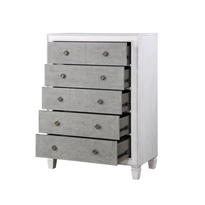Commode Katia gris rustique et blanc vieilli