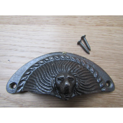 Lion Head Cup Pull Antique Iron