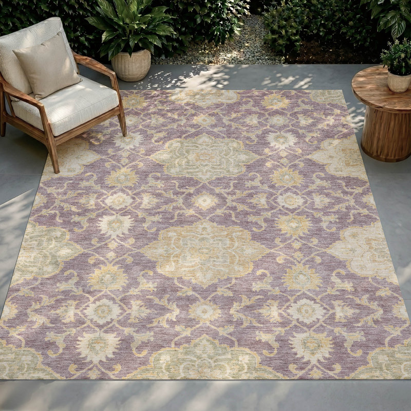 Tapis Chantille ACN3077 Global, lavable à la machine, intérieur/extérieur, Purple, 9 pi x 12 pi