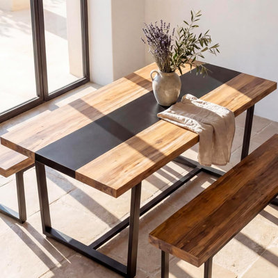71" Rectangular Farmhouse Industrial-Style Dining Table
