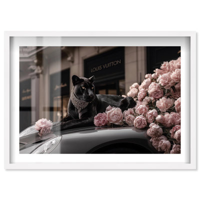 Panther Surrounded with Luxury Shadowbox Print Fashion Wall Art by Notoriart, White Frame, 45 x 30