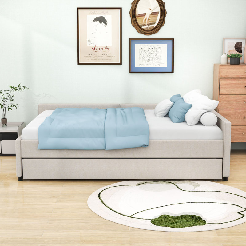 Upholstered Daybed with USB and Twin Trundle, Full/Double