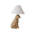 Ceramic Cheetah Table Lamp With Linen Shade And Inline Switch