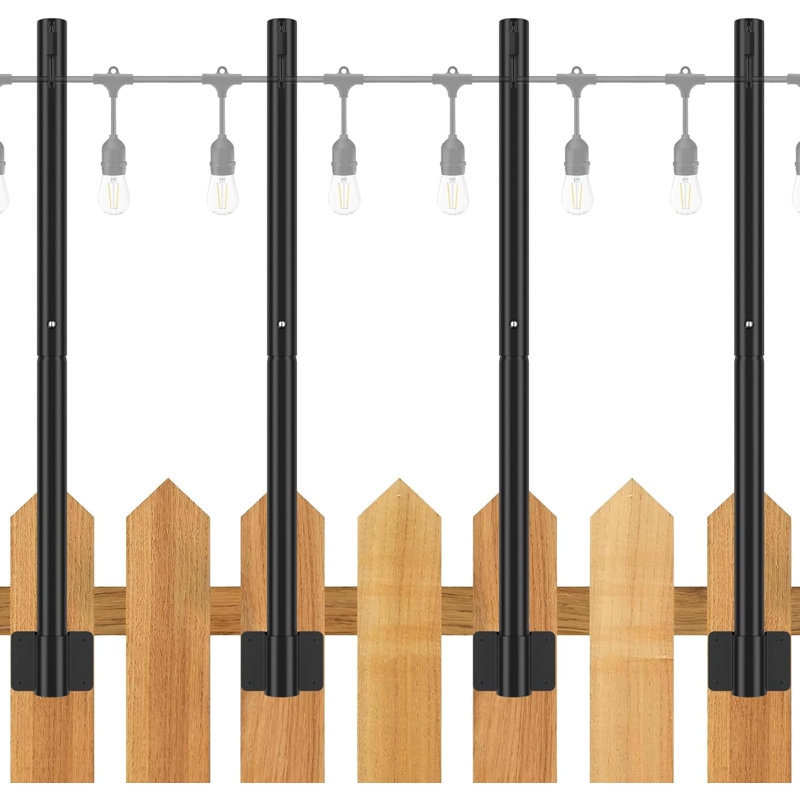 Ensemble de 4 lampadaires d'extérieur de 2,8 pi avec clôture et support