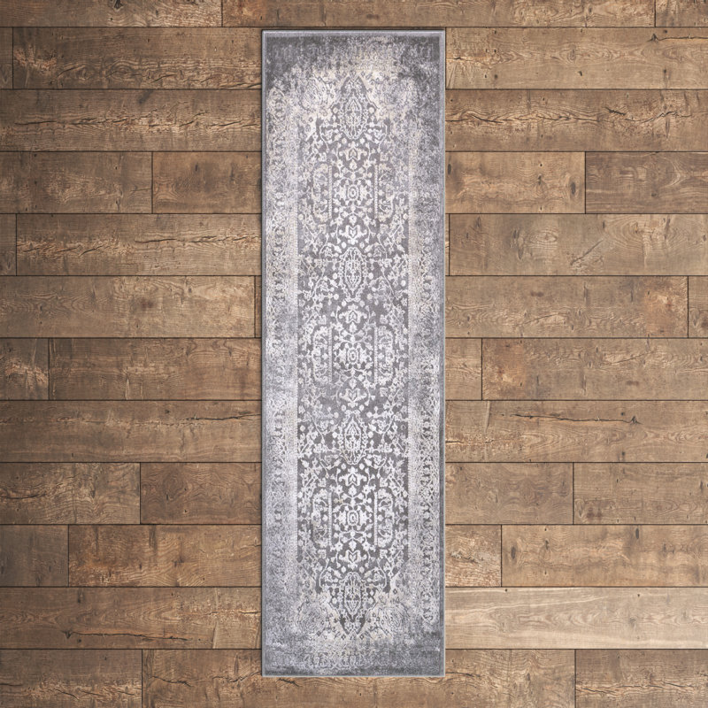 Tapis oriental gris / ivoire Alexander, Tapis de couloir 2 pi 7 po x 10 pi