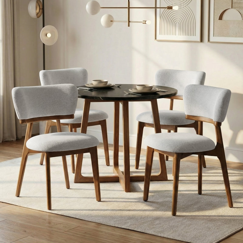 Chaise d'appoint rembourrée en bois massif, Gris clair