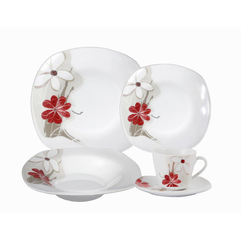 Service de table carré en porcelaine 20 pièces Lorren Home Trends