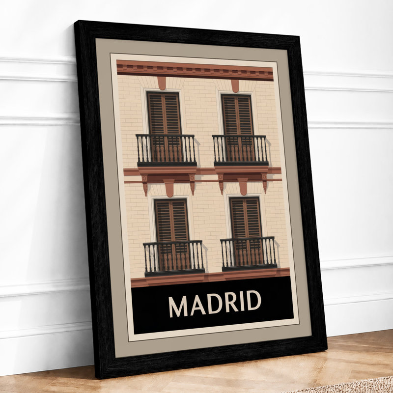 Madrid Facade Minimalist - Print, Black, A4 - 29.7 x 21.0 cm