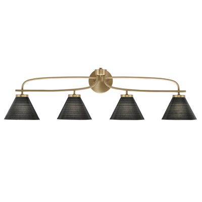 Barre d'éclairage de salle de bain 4 lumières Cavella avec verre noir mat 7 "