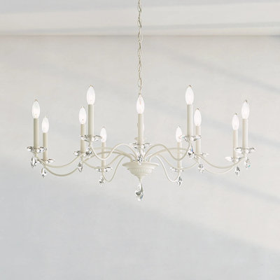 Modique 12 Light 39.5in x 16in Chandelier in White with Clear Heritage Handcut Crystals