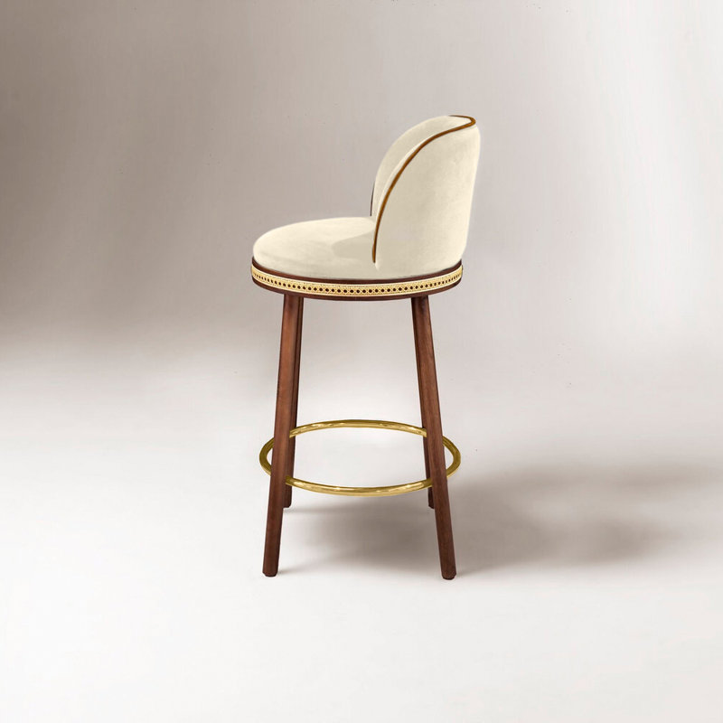 Alma Counter & Bar Stool, Nuage, Bar Stool (30" Seat Height), Satin Brass