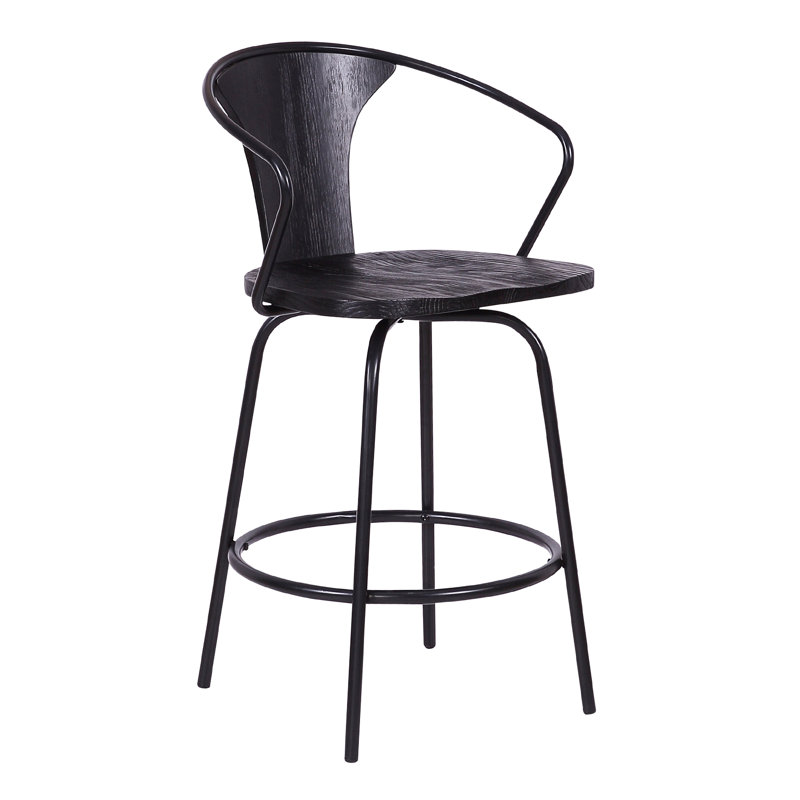 Swivel Counter Stool with Metal Frame, Black