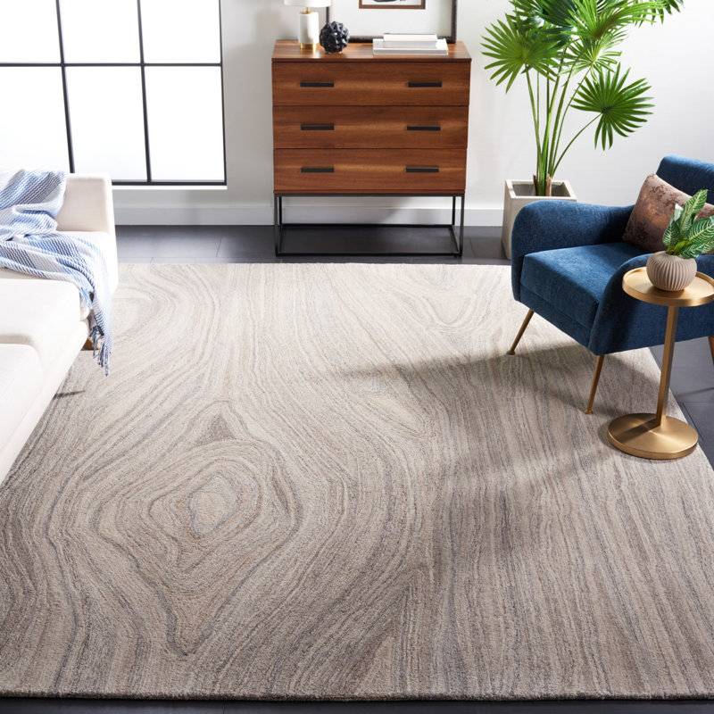 Charlie-Hannah Hand Tufted Wool Abstract Rug, Rectangle 8' x 10'