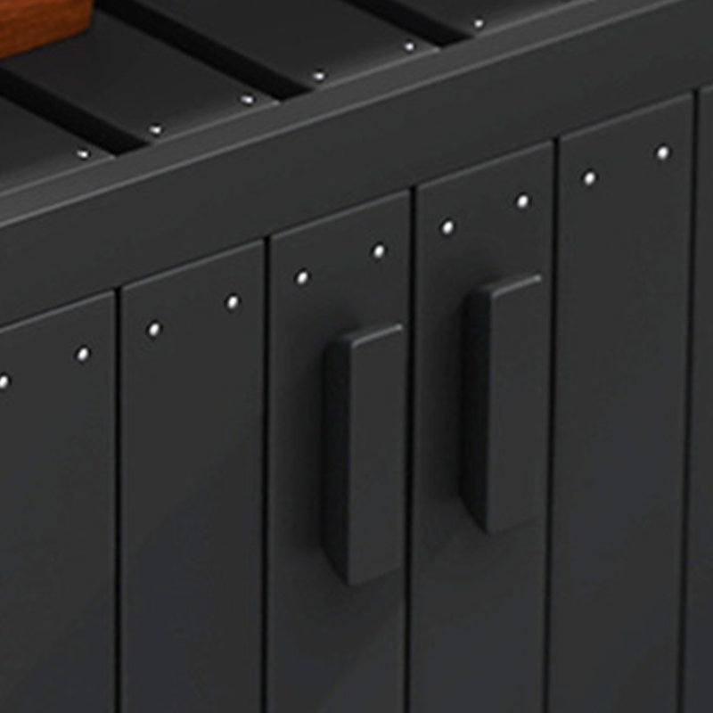 Chariot pour îlot de cuisine extérieur avec armoire de rangement en acier inoxydable et roues pour patio, Noir