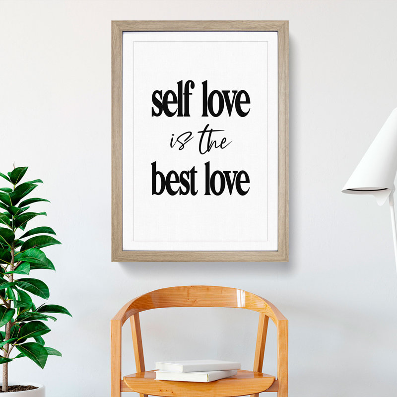 Self Love - Picture Frame Typography, 65cm H x 48cm W x 2cm D, Oak