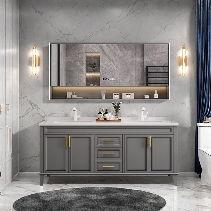 Simple modern French style bathroom cabinet, Dark Gray, 32.28'' H x 59.06'' W x 21.65'' D