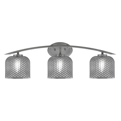 Kurve 3 Light Bath Bar With 6" Textured Glass