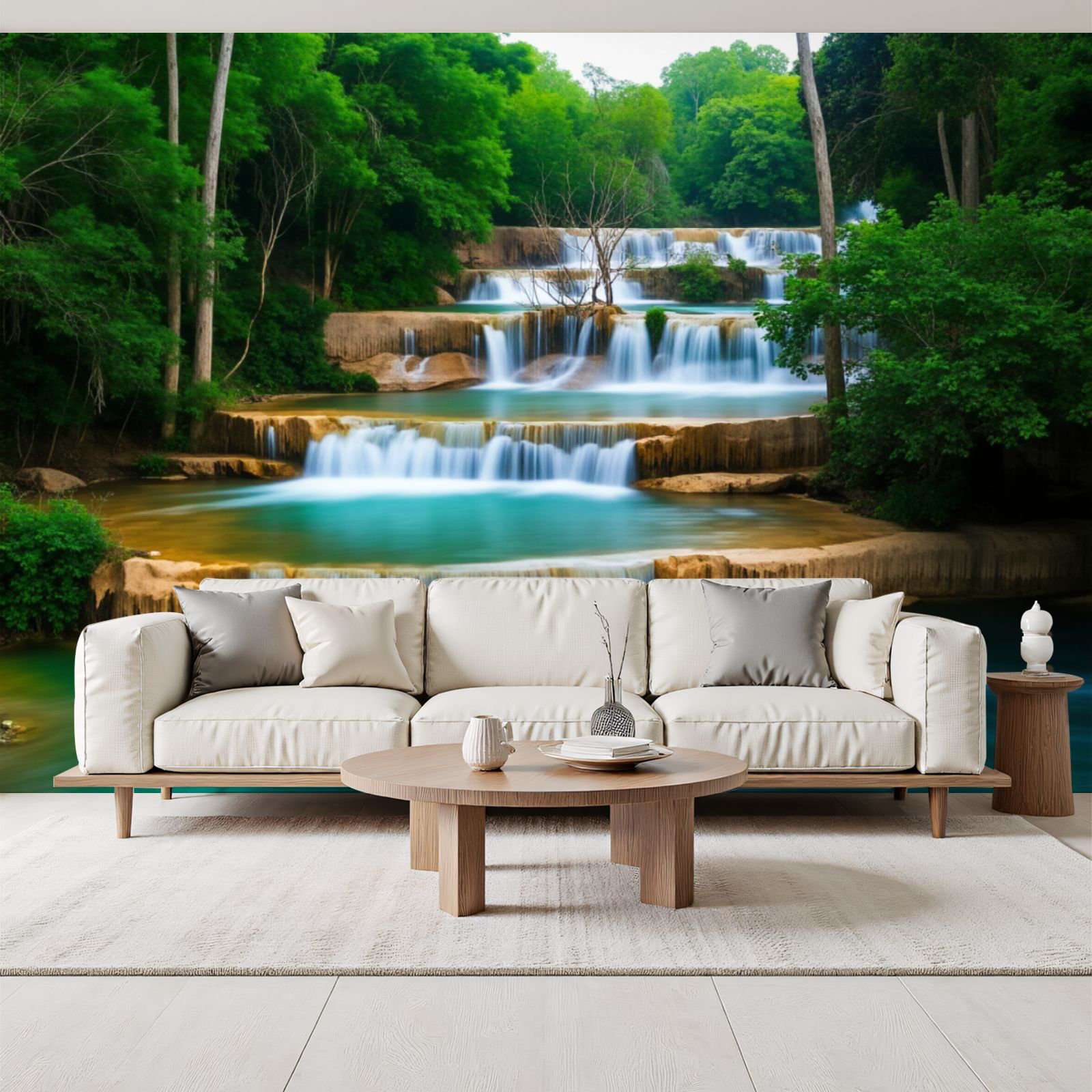 Red Barrel Studio Peel and Stick Wallpaper Tiered Tropical Waterfall ...