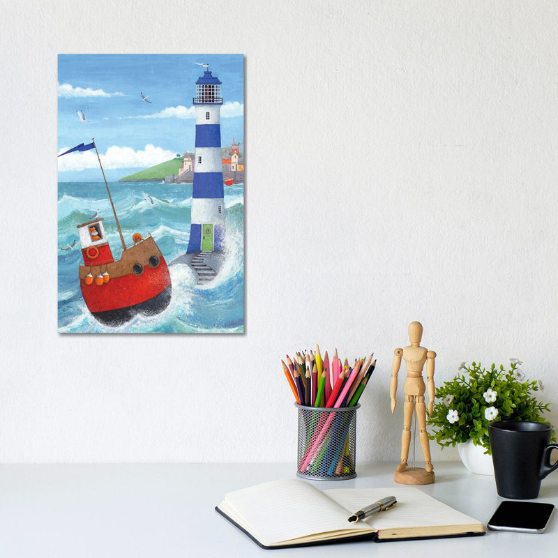 Blue Lighthouse by Peter Adderley - Wrapped Canvas Gallery-Wrapped Canvas Giclée, 20.32 cm H x 30.48 cm W